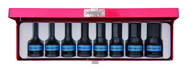 King Tony 4418MP krafttoppe i sæt unbrako