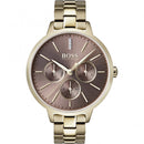 Hugo Boss Womens 1502422 Symphony Gold Tone Stainless Steel Watch With Brown Dial