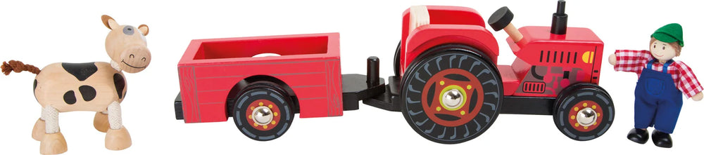 Traktor Med Anhænger Træ – Bondegård – small foot