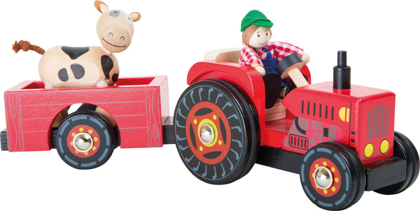 Traktor Med Anhænger Træ – Bondegård – small foot