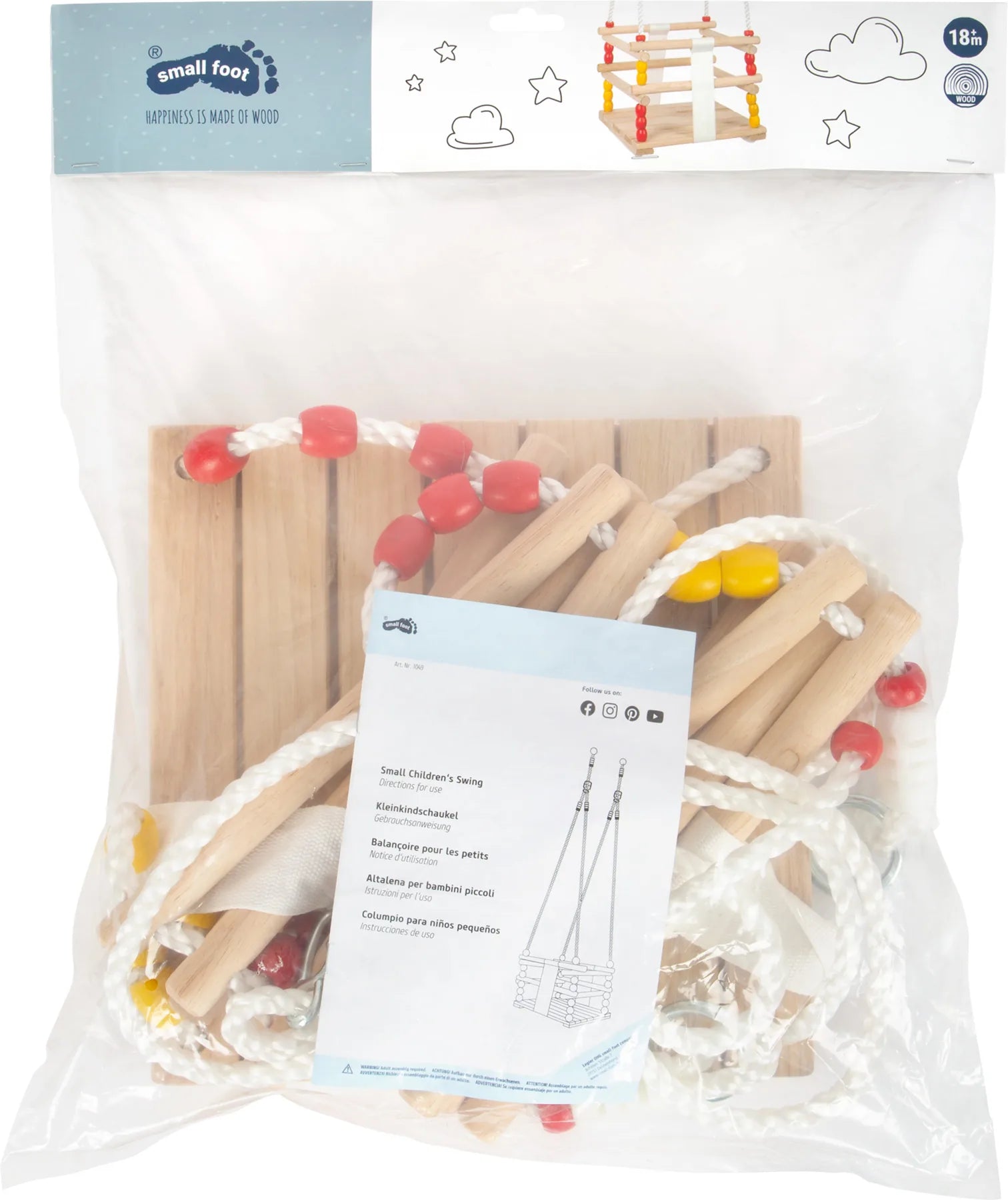 Baby gynge til små børn 18+ mdr, max 30 kg, træ – small foot