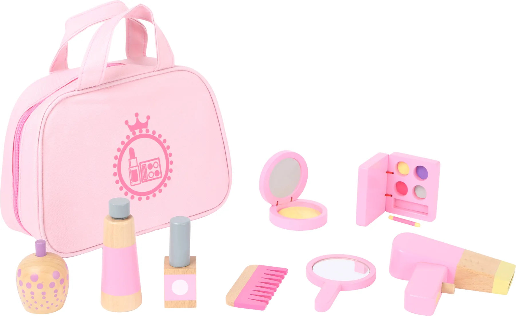 Sminketaske i træ med tilbehør, 13 dele – small foot