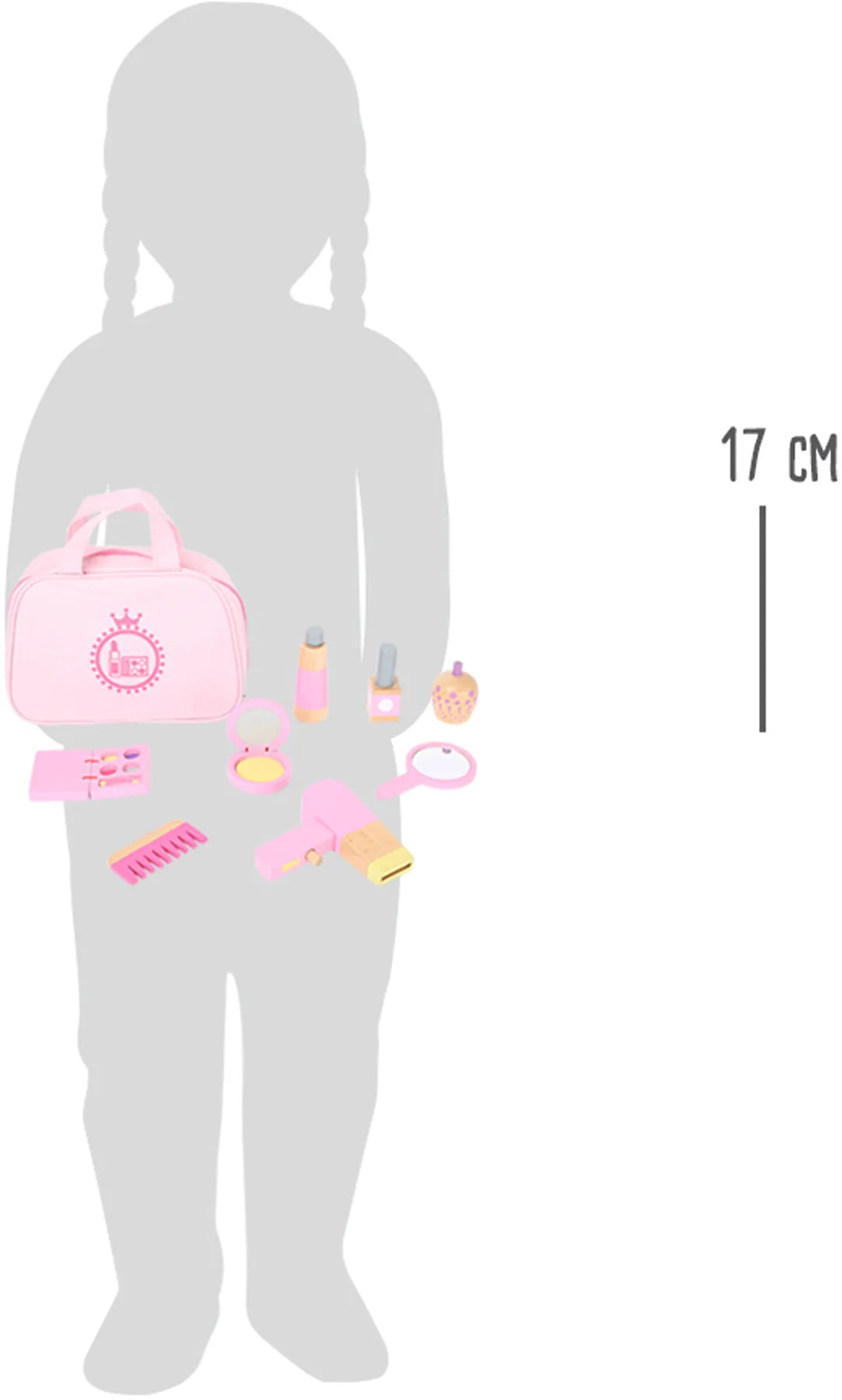 Sminketaske i træ med tilbehør, 13 dele – small foot