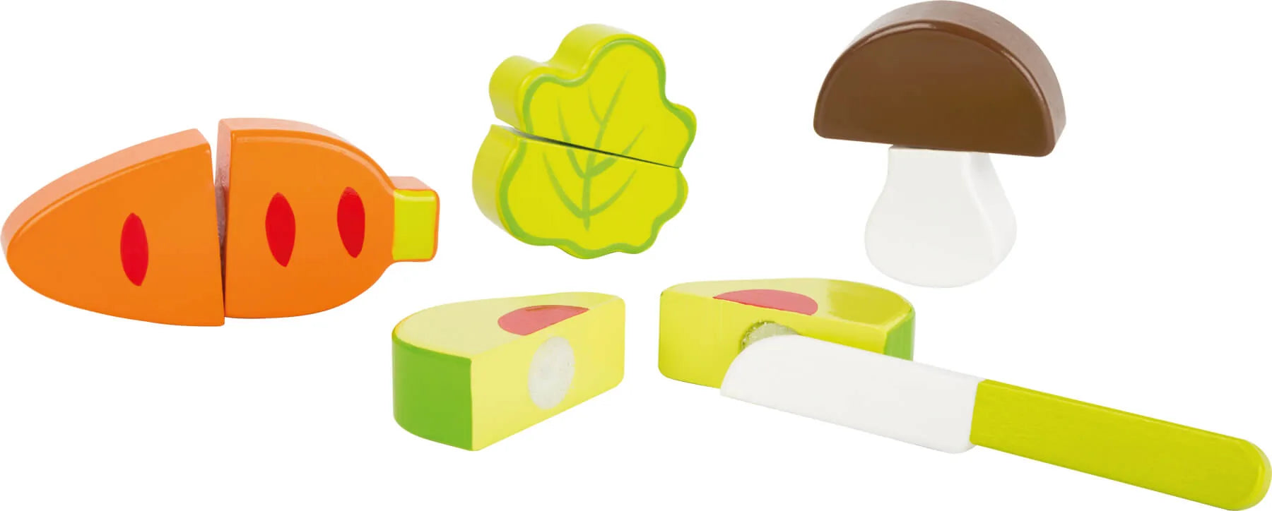 Grøntsagslegetøj i træ med velcro og kniv, 9 dele – small foot
