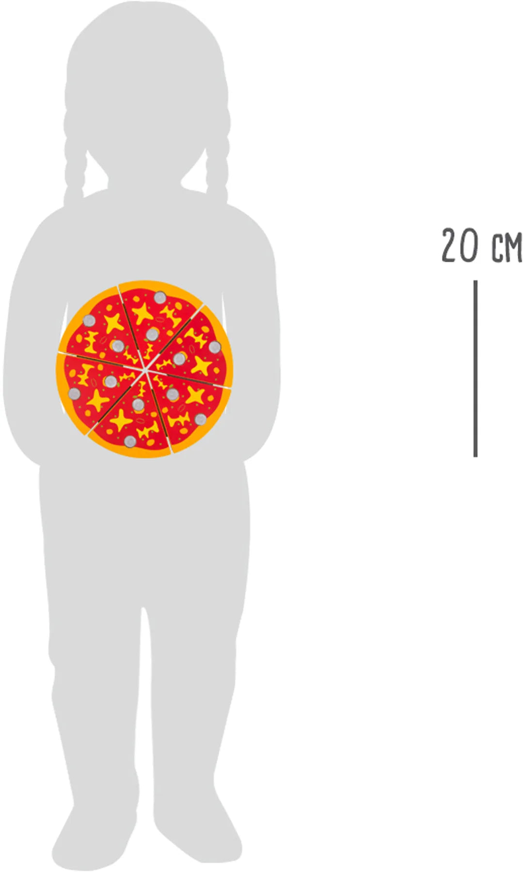 Pizzasæt i træ med 21 dele: pizza m/velcro, fad, pizzahjul og kniv – til børn fra 3 år, EN71 overholder – small foot