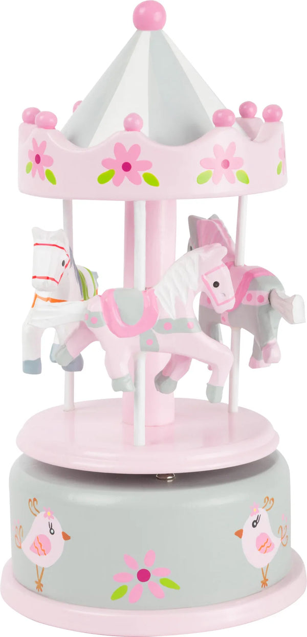 Musik Karrusel Træ – Heste, Rosa – small foot