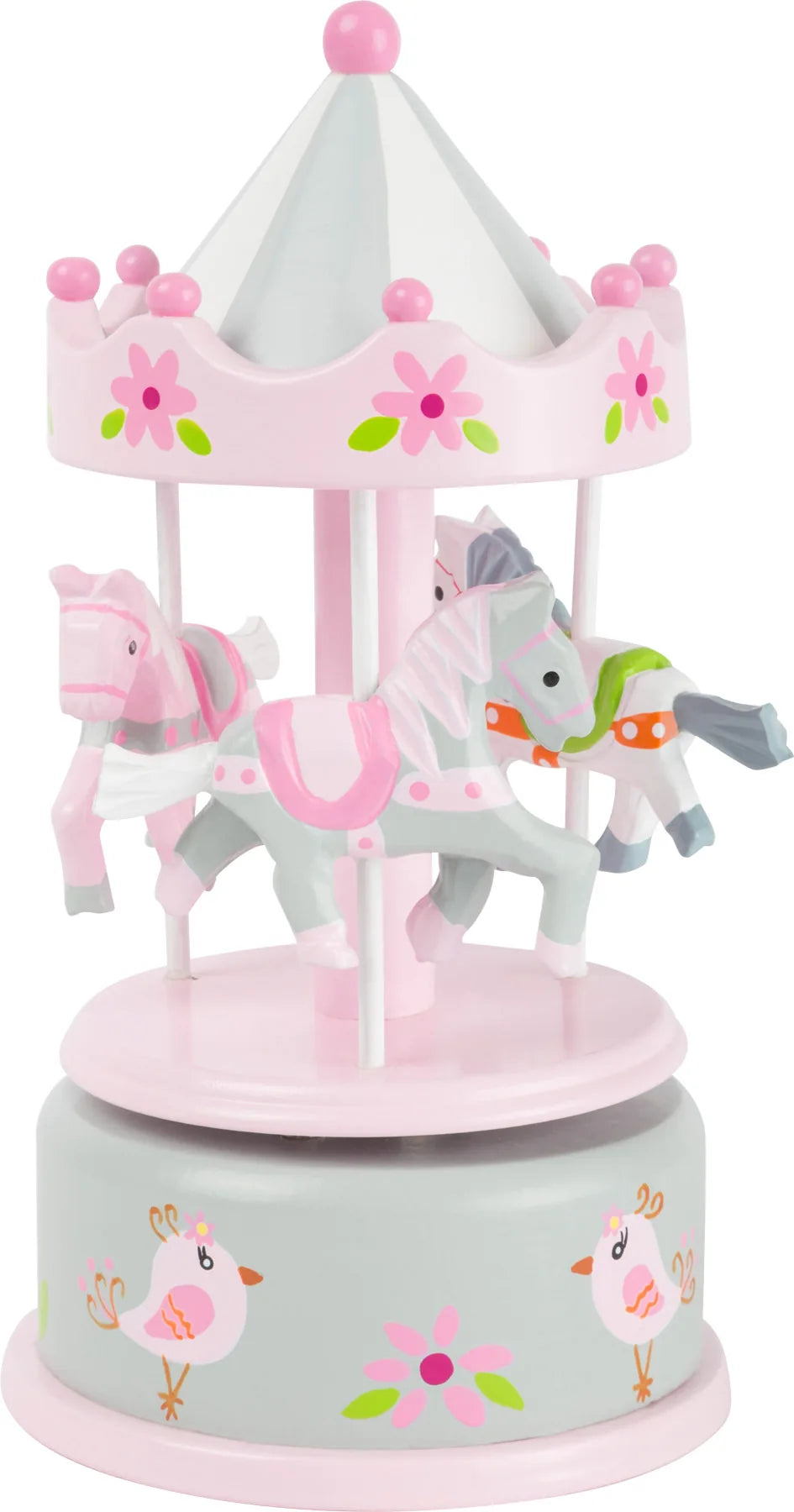 Musik Karrusel Træ – Heste, Rosa – small foot