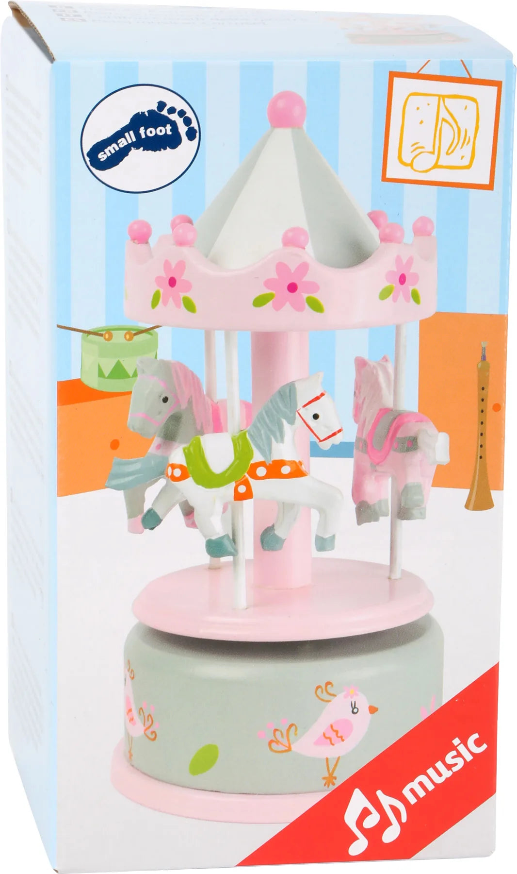Musik Karrusel Træ – Heste, Rosa – small foot