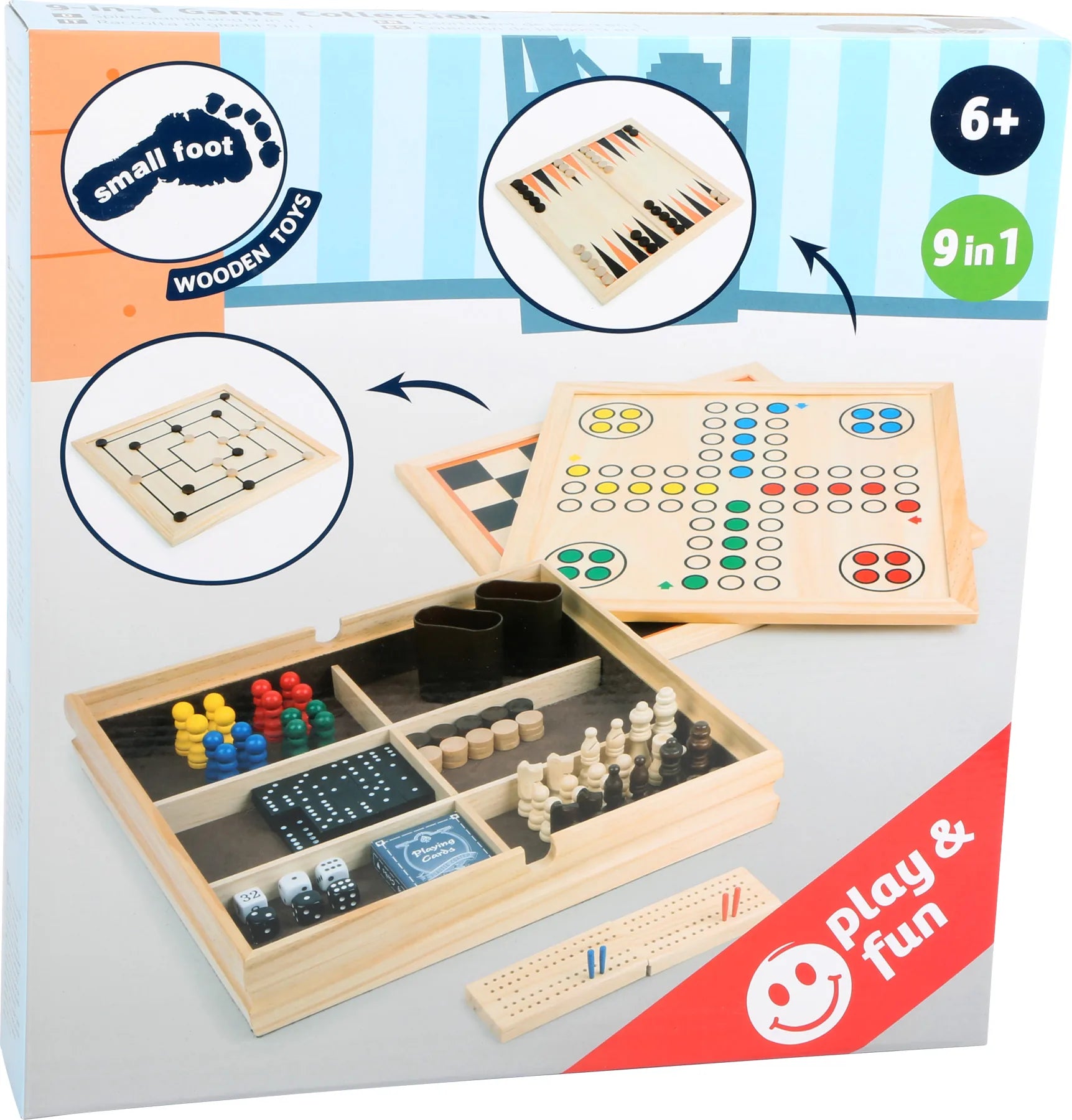 9-i-1 træspil sæt (skak, ludo, domino m.fl.) – small foot