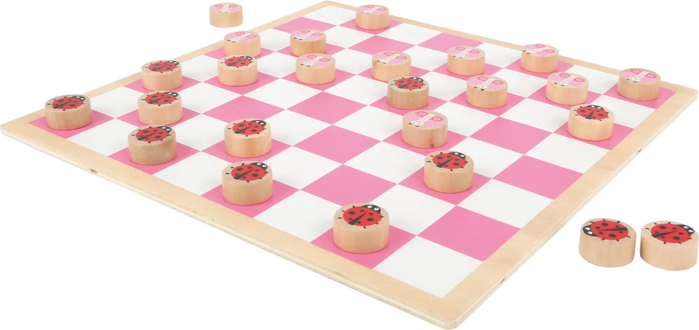Damspil for børn med træbrikker og mariehøns/sommerfugle motiv – small foot