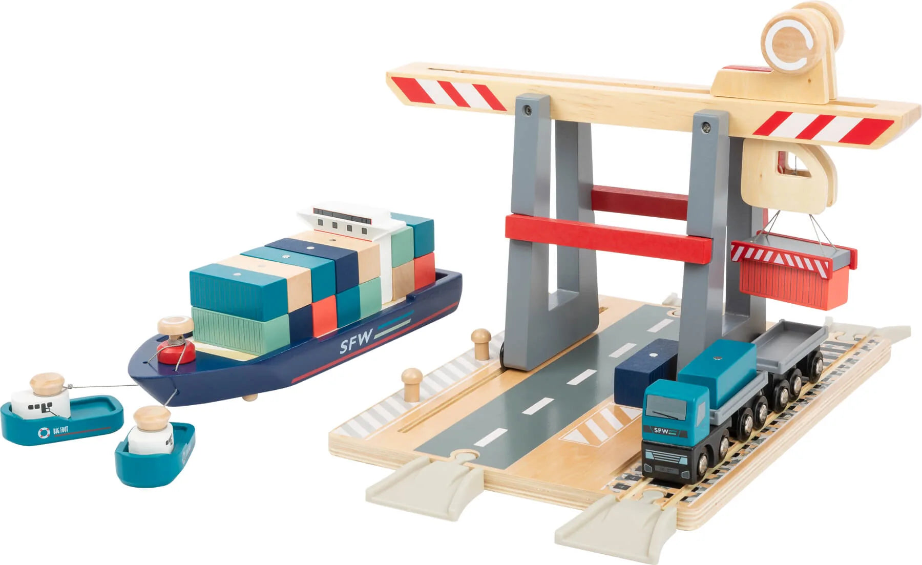 Container Terminal Med Tilbehør Træ – small foot