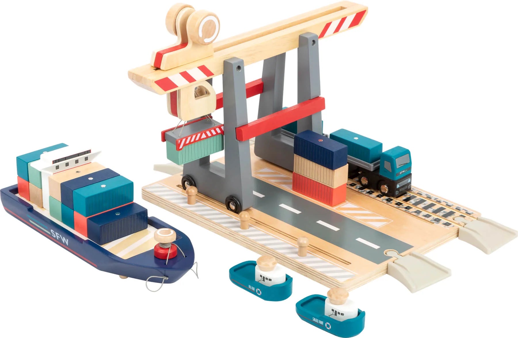 Container Terminal Med Tilbehør Træ – small foot