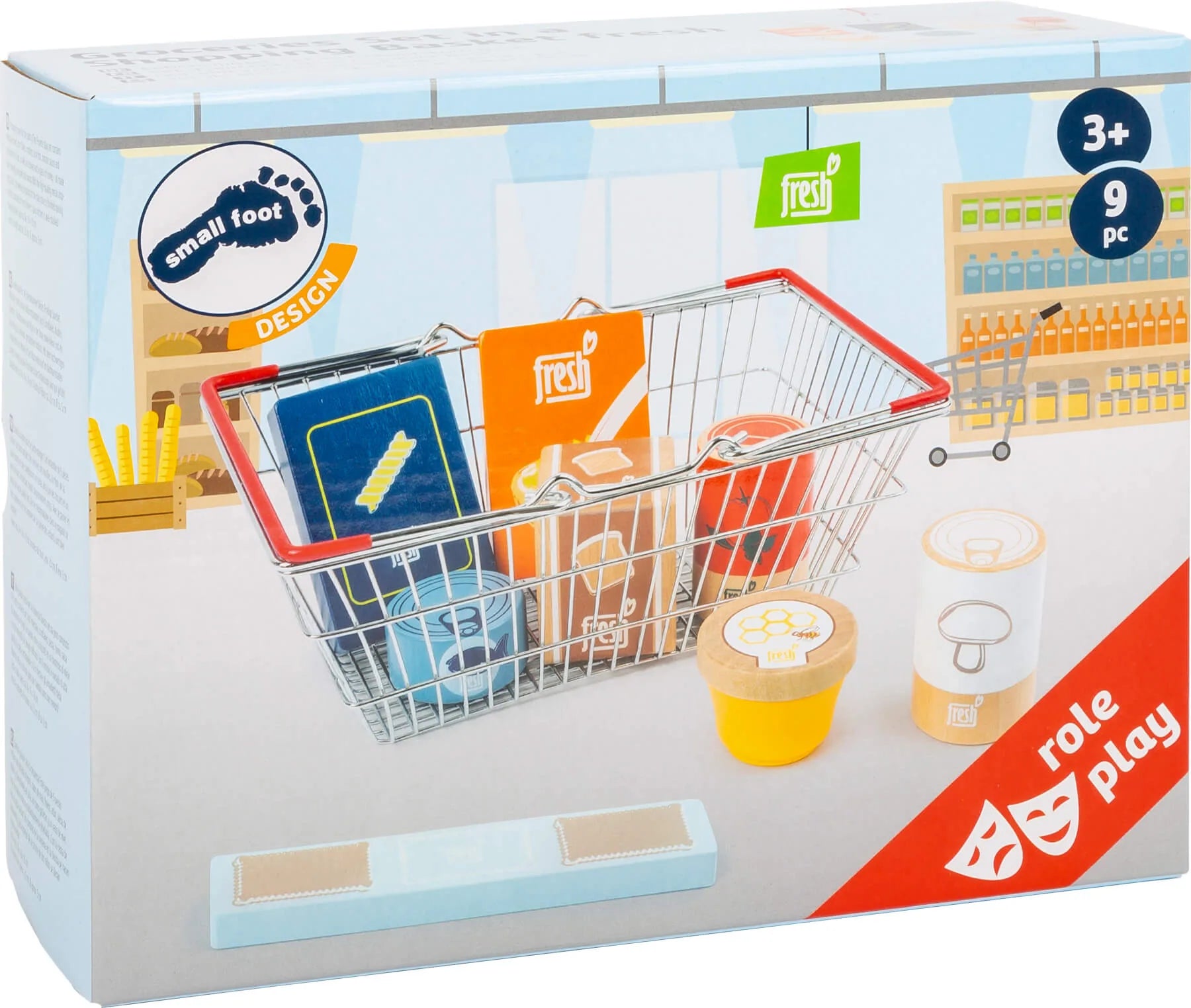 Shoppingkurv Med Kolonialvarer Træ – Fresh – small foot