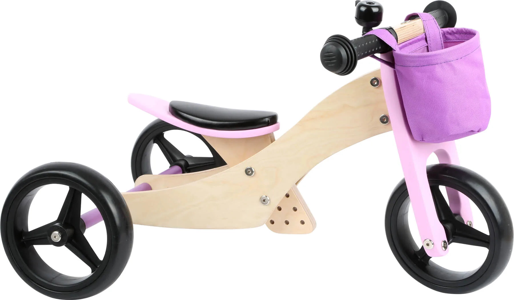 Løbecykel 2 I 1 Træ – Trike, Rosa – small foot