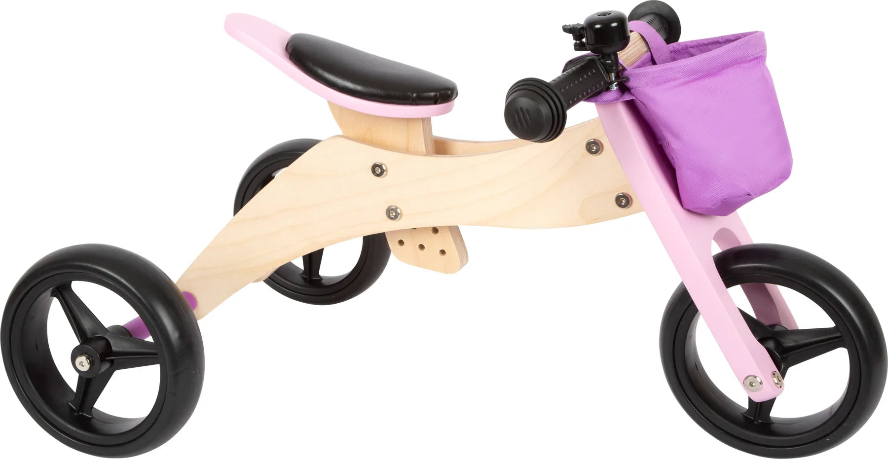 Løbecykel 2 I 1 Træ – Trike, Rosa – small foot