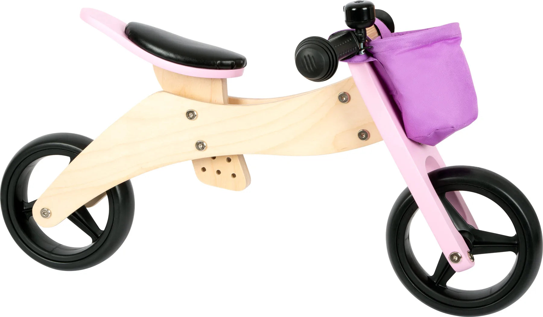 Løbecykel 2 I 1 Træ – Trike, Rosa – small foot