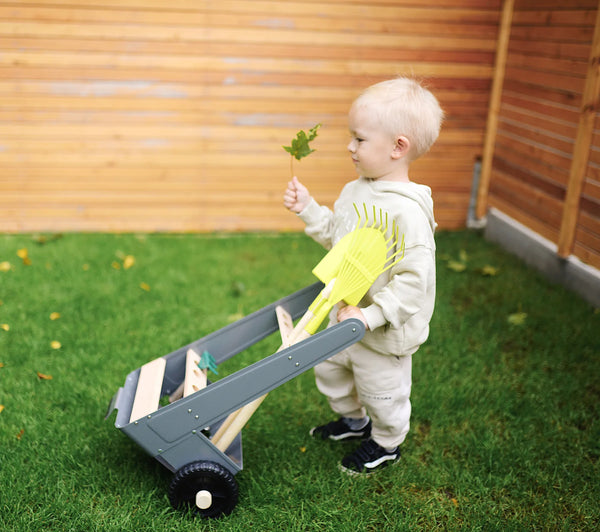 Børne have-trolley med 5 redskaber, bøg/metal, gummihjul – small foot
