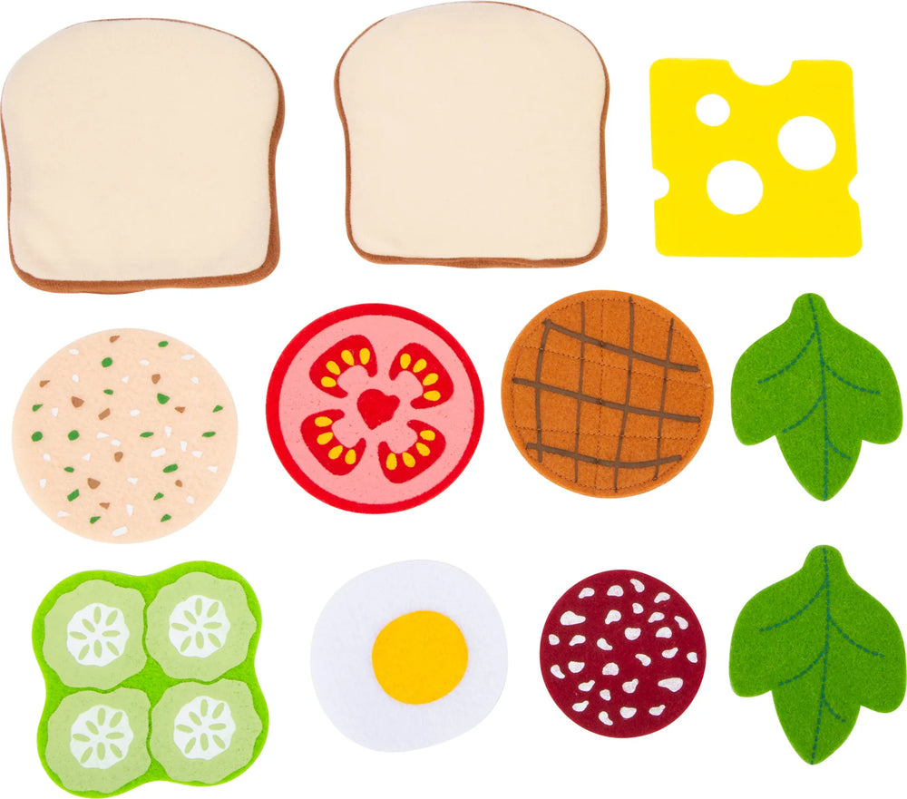 Filt-sandwich legetøj til rolleleg, 250 dele i filt, 11x10 cm stykker – small foot