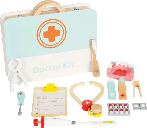 Lægekuffert & Tandlægesæt 2-i-1 i træ med instrumenter til rollespil – small foot