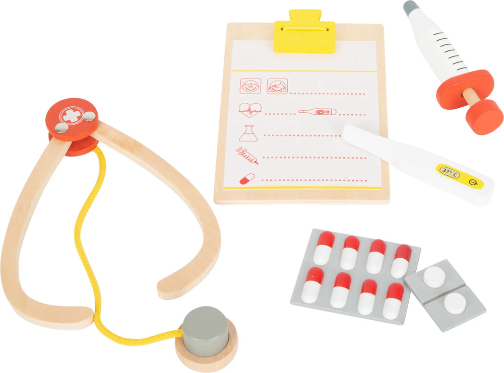 Lægekuffert & Tandlægesæt 2-i-1 i træ med instrumenter til rollespil – small foot