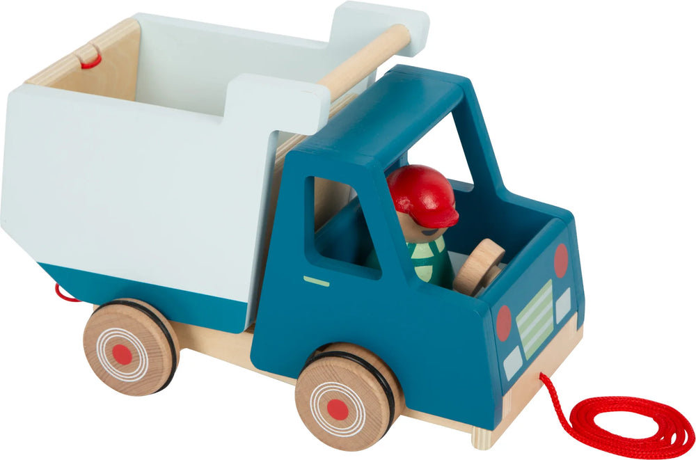Træk-lastbil med vipbart lad og gummihjul – small foot