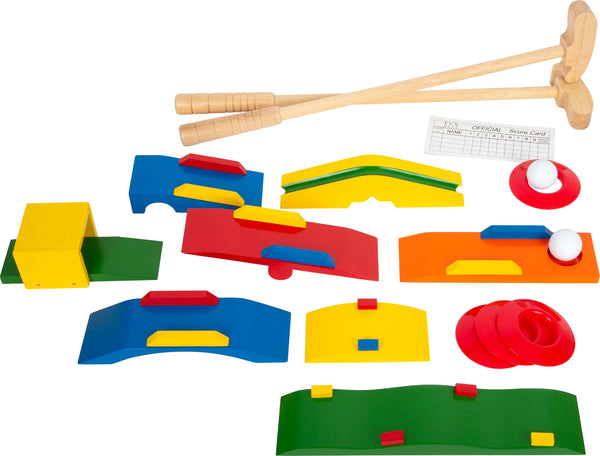 Minigolf sæt til børn i træ, kompakt bærbar udgave – small foot