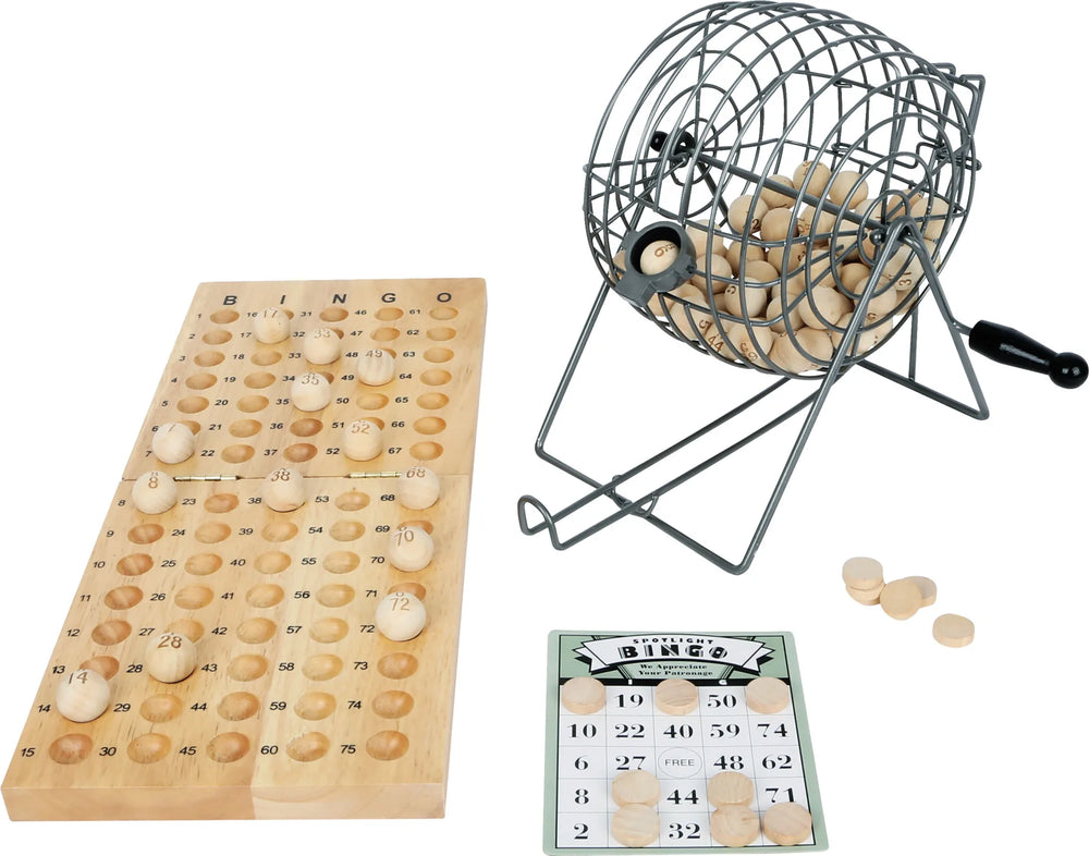 Bingo i træ med 24 kort & 75 kugler – familiespil fra small foot