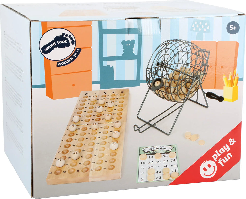 Bingo i træ med 24 kort & 75 kugler – familiespil fra small foot