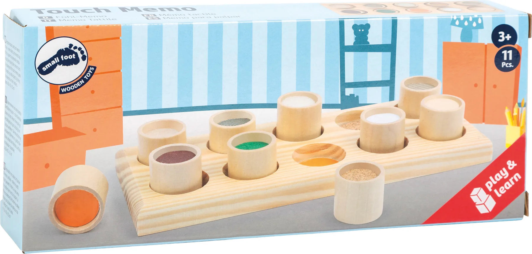 Føle- og se-memo til børn — lær farver & teksturer, træspil, 3+ år — small foot