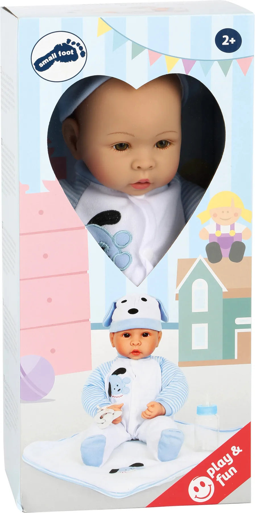 Babydukke Benno 43 cm med tøj, tæppe og sut – small foot