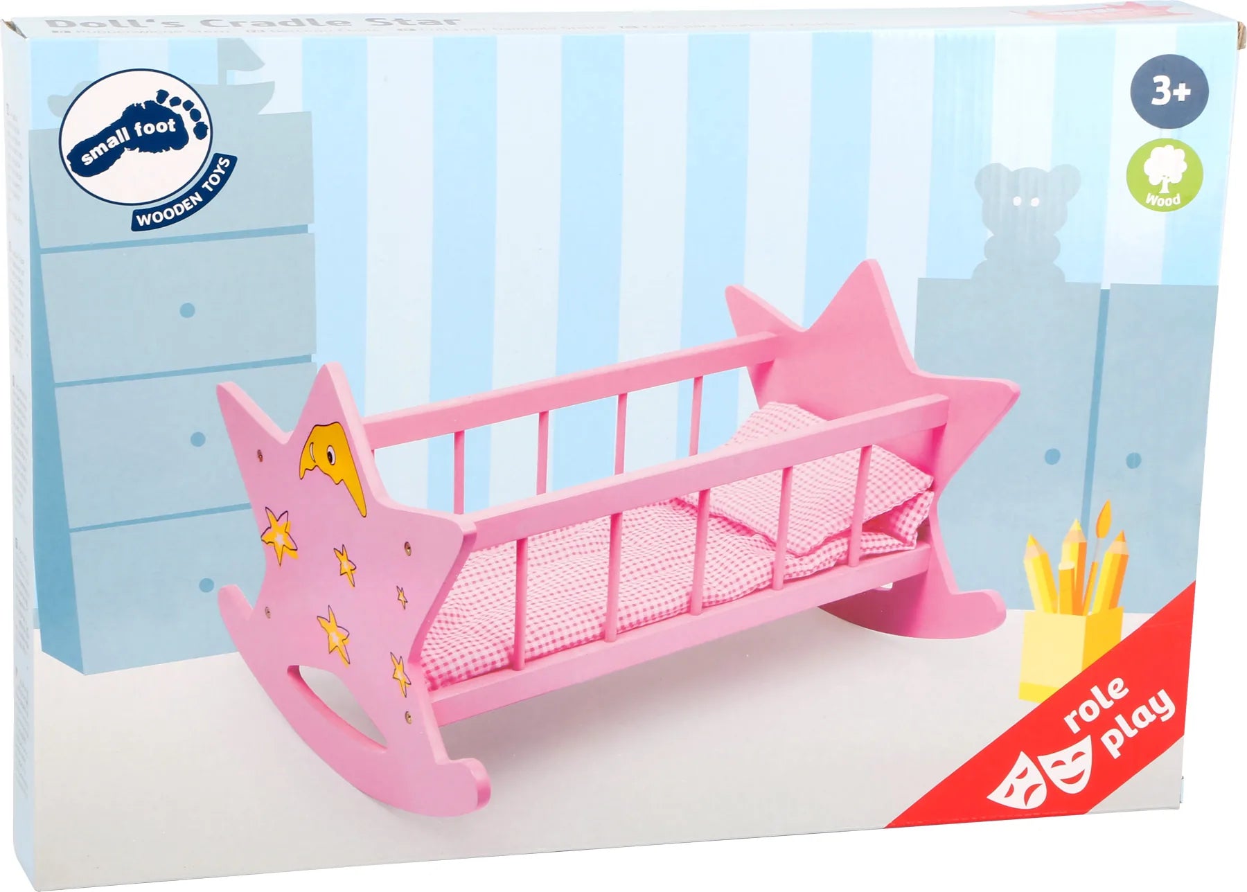 Vugge Til Dukke Træ – Star, Rosa – small foot
