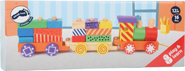 Tog med byggeklodser, 16 dele – trælegetøj til 12+ mdr – small foot