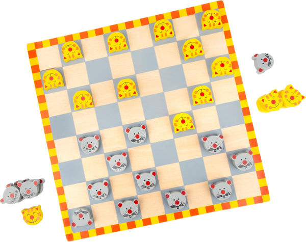 Damspil med mus og kat i træ, 26x26 cm – small foot
