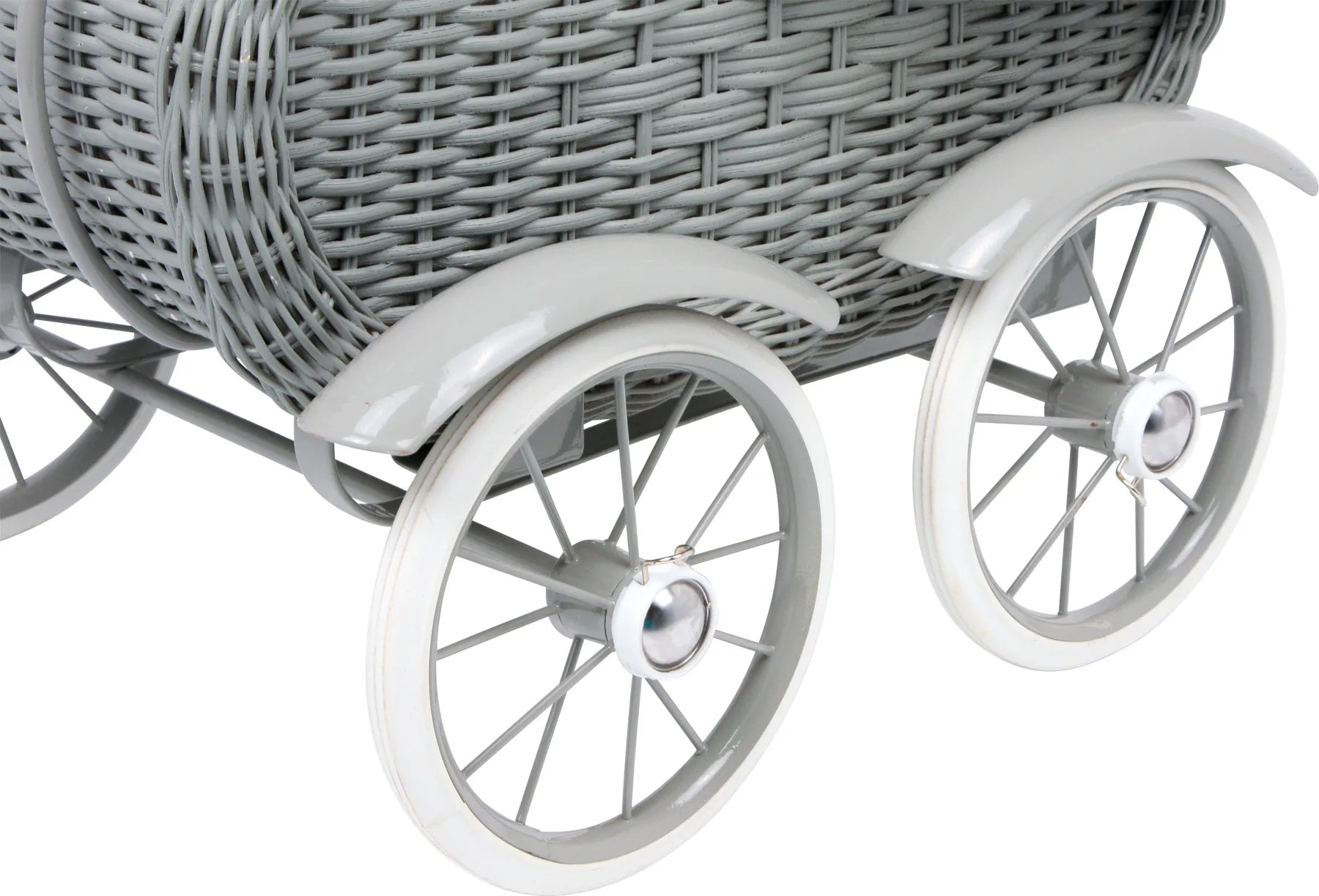 Dukkevogn I Rattan Træ – Vintage Grey – small foot