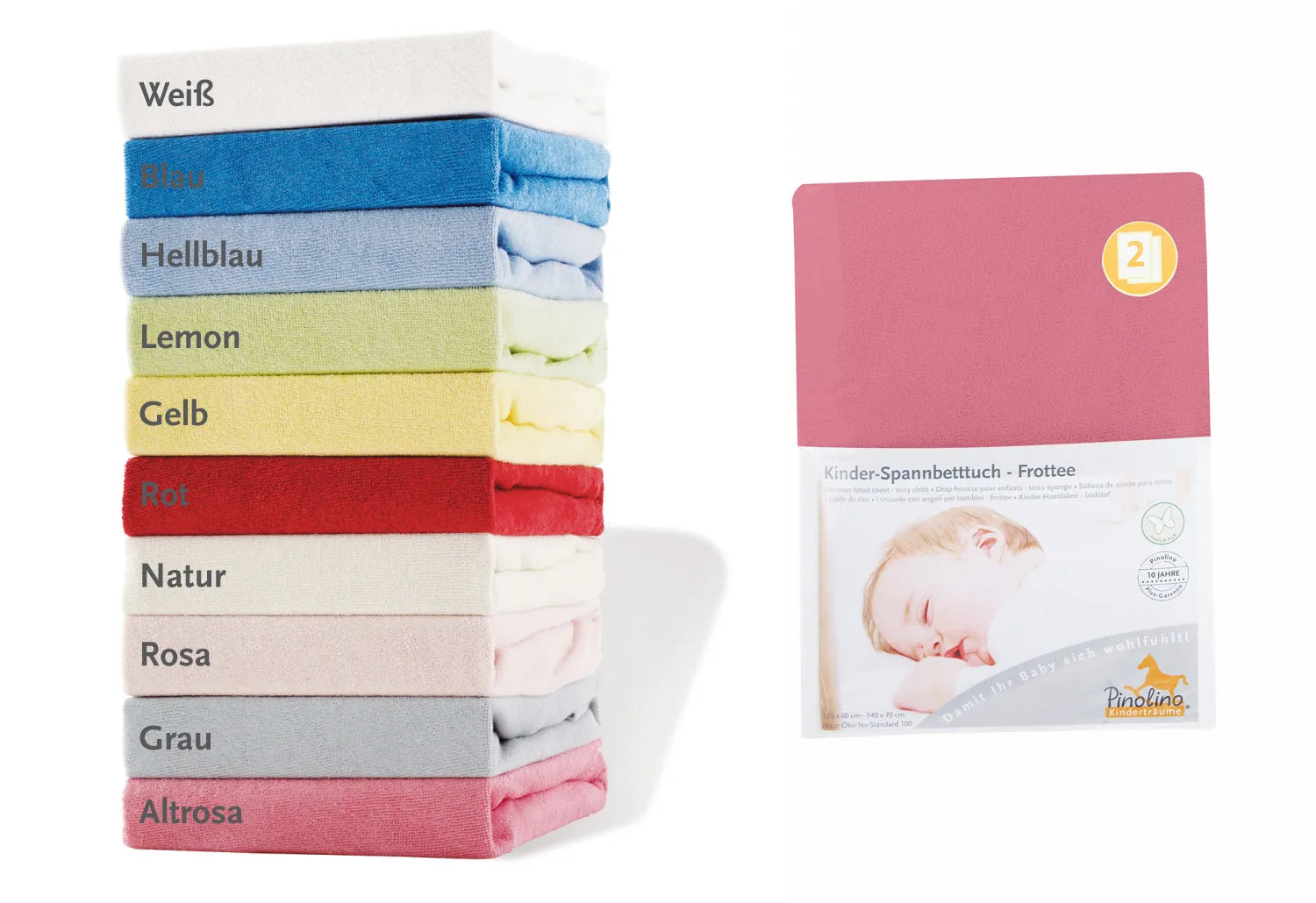 Pinolino Stræklagen Til Baby Og Juniorseng (2 Stk.) – Frotté, Gammelrosa – Børneudstyr - Sove - Sengelinned og himmel