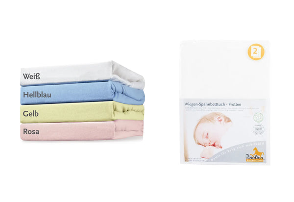 Pinolino Stræklagen til Vugge, Bedside Crib og Barnevogn (2 stk.), Frotté/Hvid