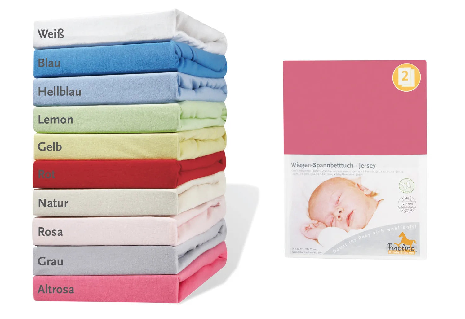 Pinolino Stræklagen Til Vugge Jersey – Bedside Crib og Barnevogn (2 stk.), Jersey – Børneudstyr - Sove - Sengelinned og himmel (Jersey)