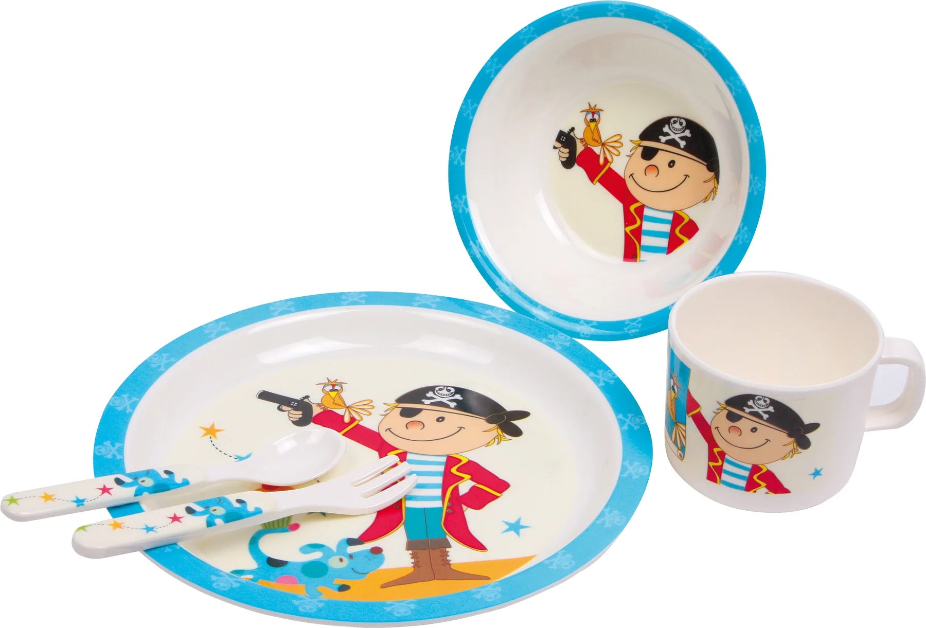 Small Foot Børneservice (3 Dele) – Pirat – Børneudstyr - Spise - Alt til måltidet