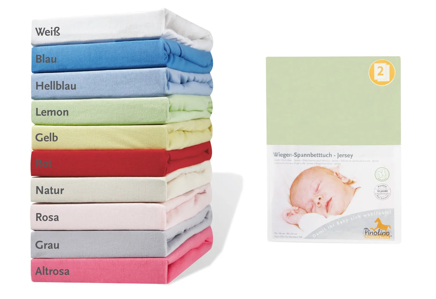 Pinolino Stræklagen Til Vugge Jersey – Bedside Crib og Barnevogn (2 stk.), Jersey – Børneudstyr - Sove - Sengelinned og himmel (Jersey)