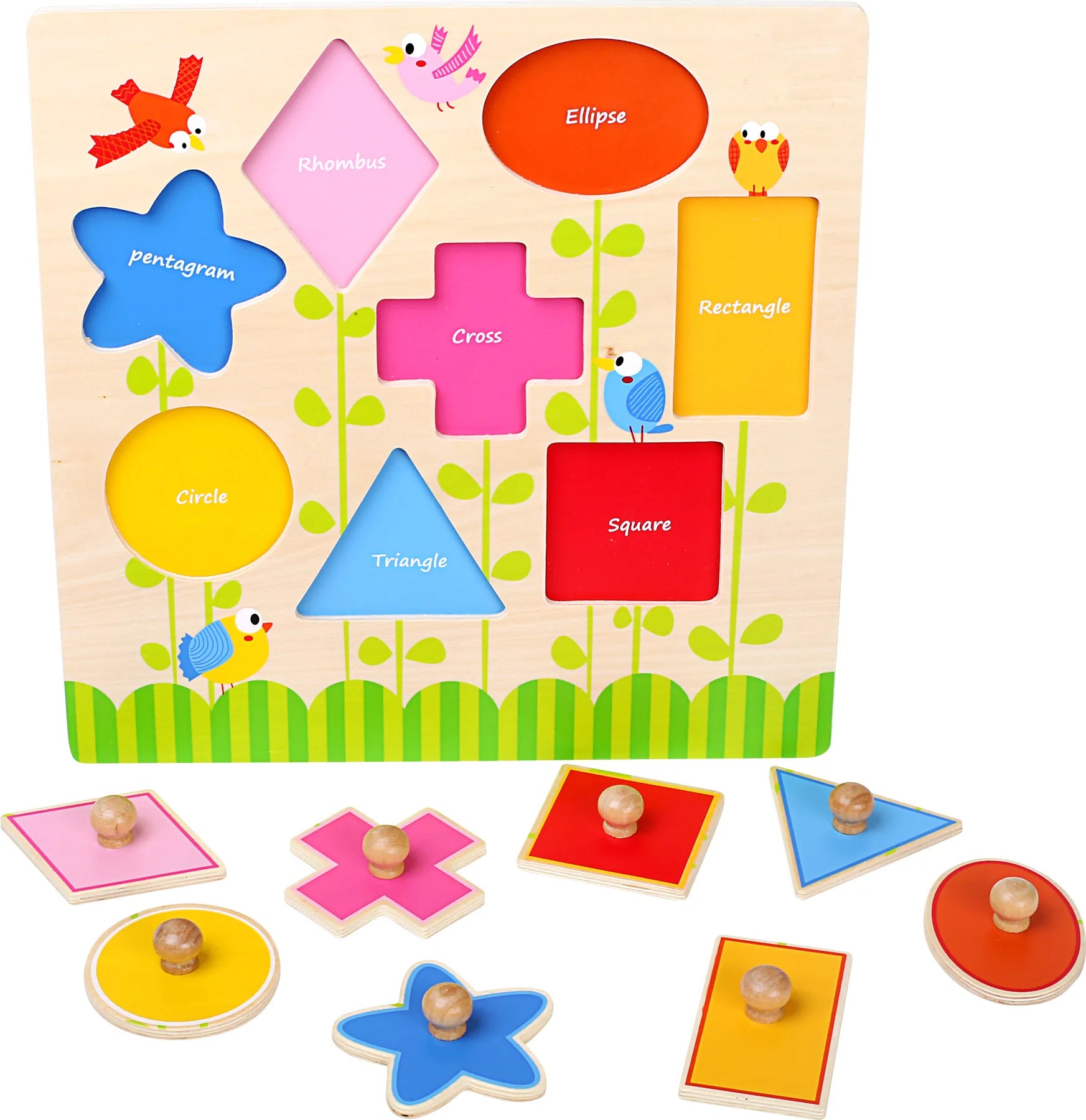 Small Foot Puzzle Geometriske Former – Engelsk – Leg - Øvrigt legetøj - Displays