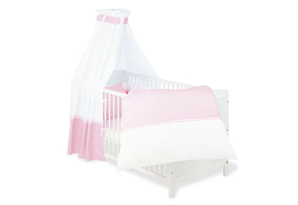 Pinolino Tekstil Udstyr til Tremme-/Babyseng (4 dele), Vichy-Karo/Rosa
