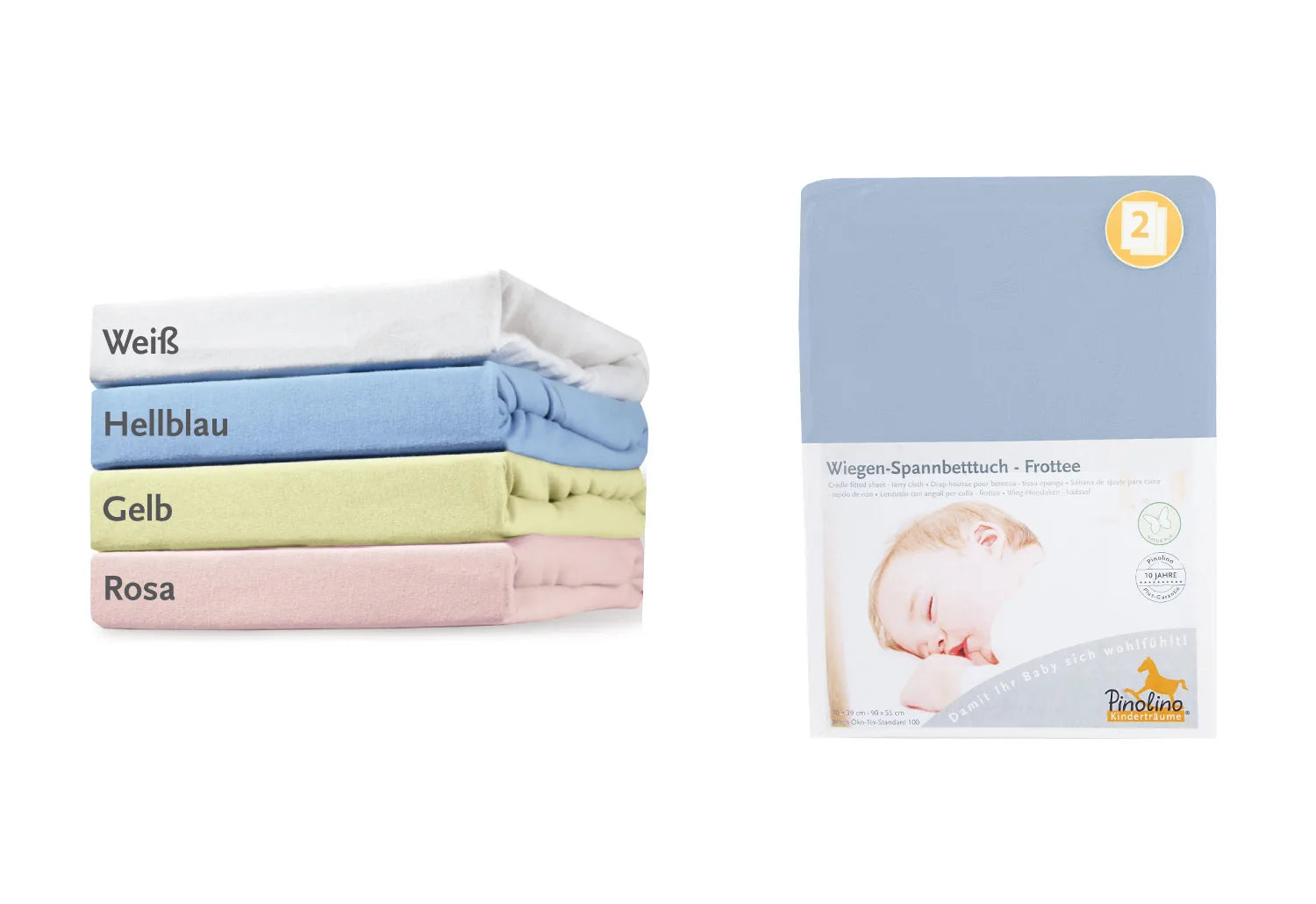 Pinolino Stræklagen Til Vugge – Bedside Crib og Barnevogn (2 stk.), Frotté – Børneudstyr - Sove - Sengelinned og himmel (Frotté)