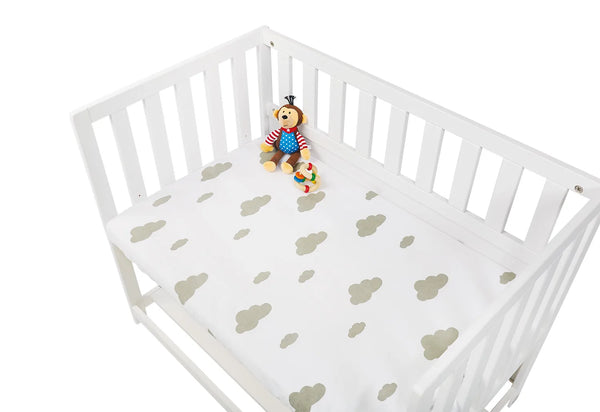 Pinolino Stræklagen til Vugge, Bedside Crib og Barnevogn (2 stk.), Jersey/Grå Skyer