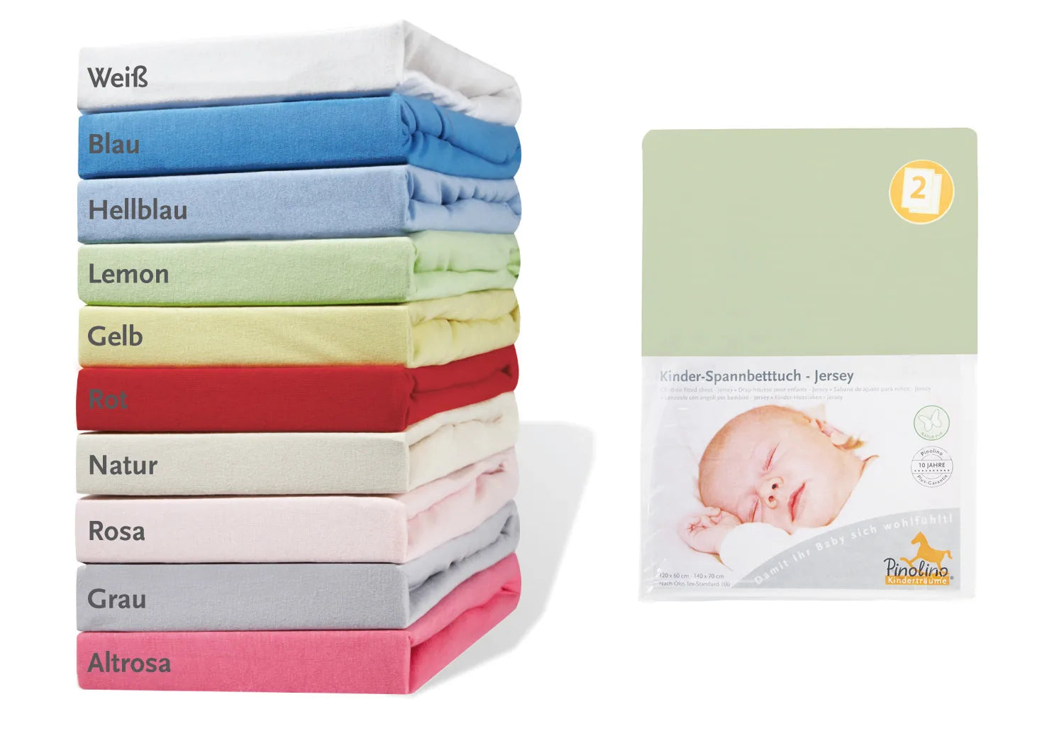 Pinolino Stræklagen Til Baby Og Juniorseng (2 Stk.) Jersey – Jersey, Lemon – Børneudstyr - Sove - Sengelinned og himmel