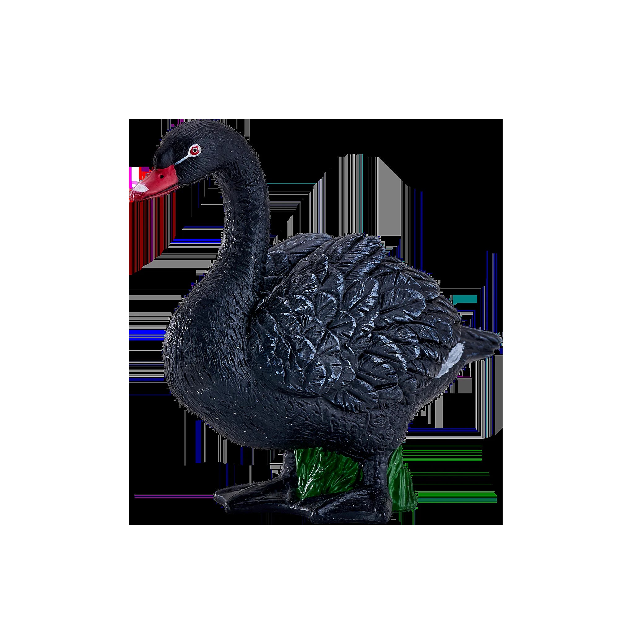 Sort svane figur 10 cm håndmalet pædagogisk legetøj - Mojo