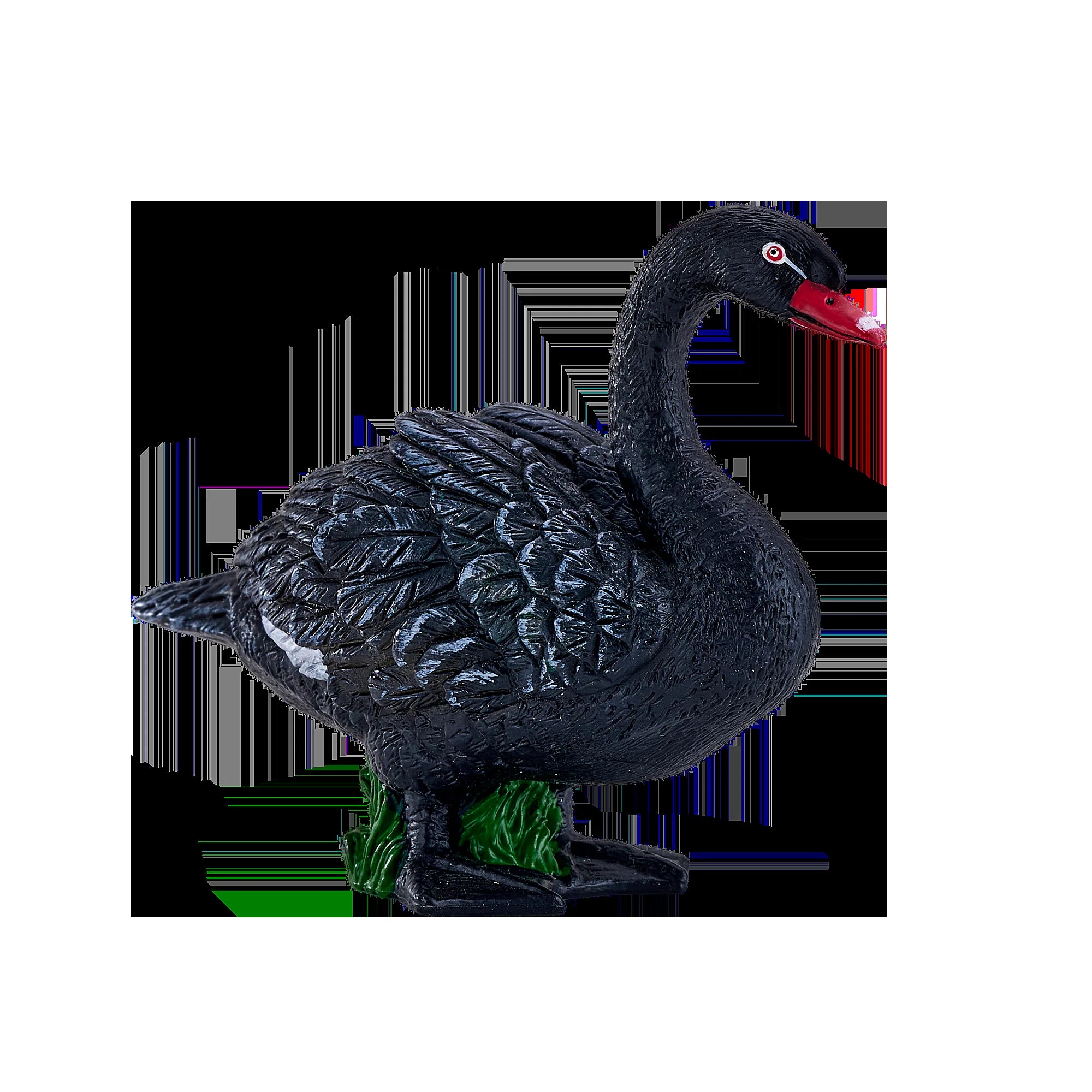 Sort svane figur 10 cm håndmalet pædagogisk legetøj - Mojo