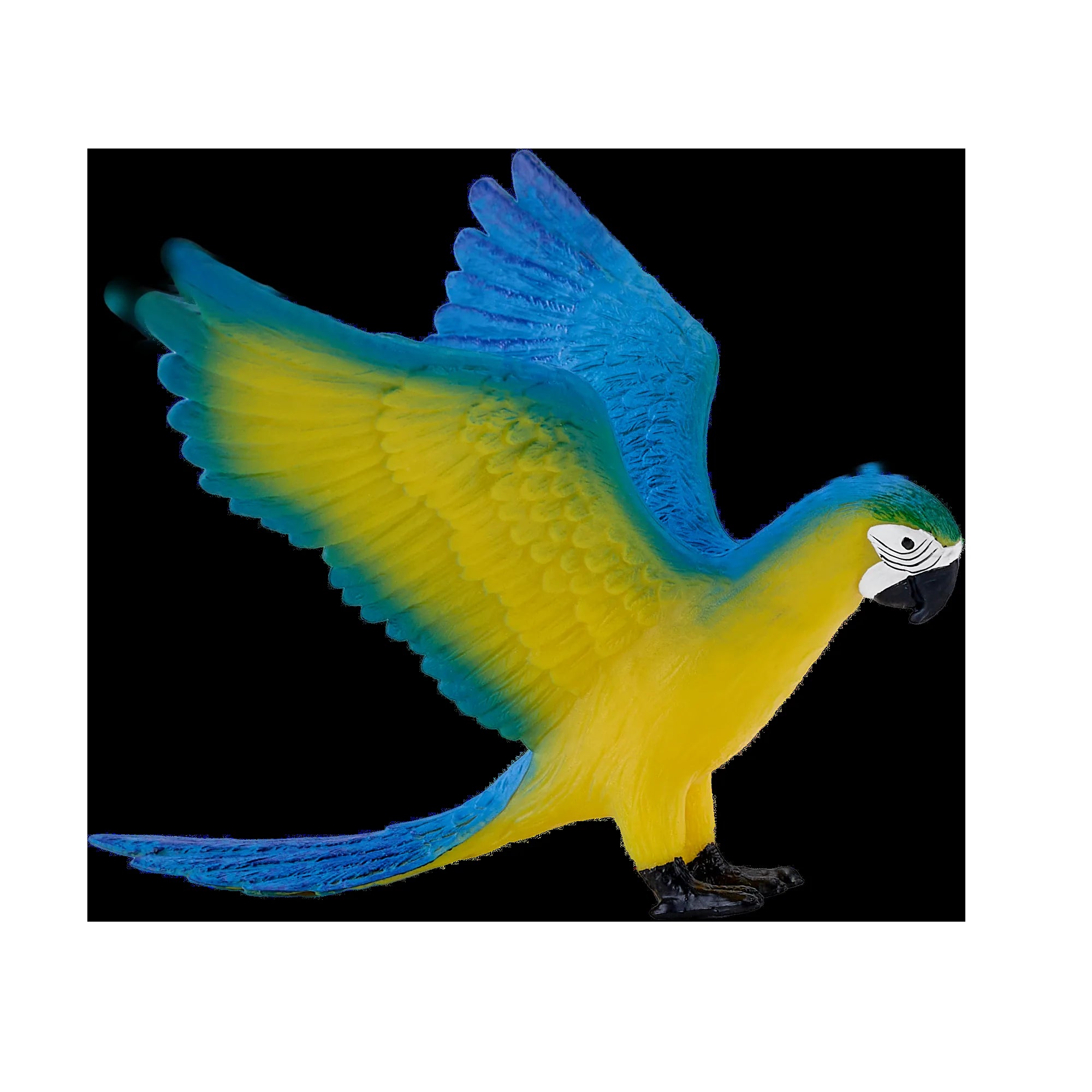 Blågul ara fuglefigur 9x10 cm pædagogisk legetøj, håndmalet – Mojo