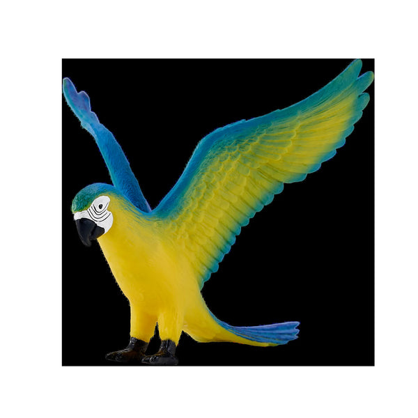 Blågul ara fuglefigur 9x10 cm pædagogisk legetøj, håndmalet – Mojo