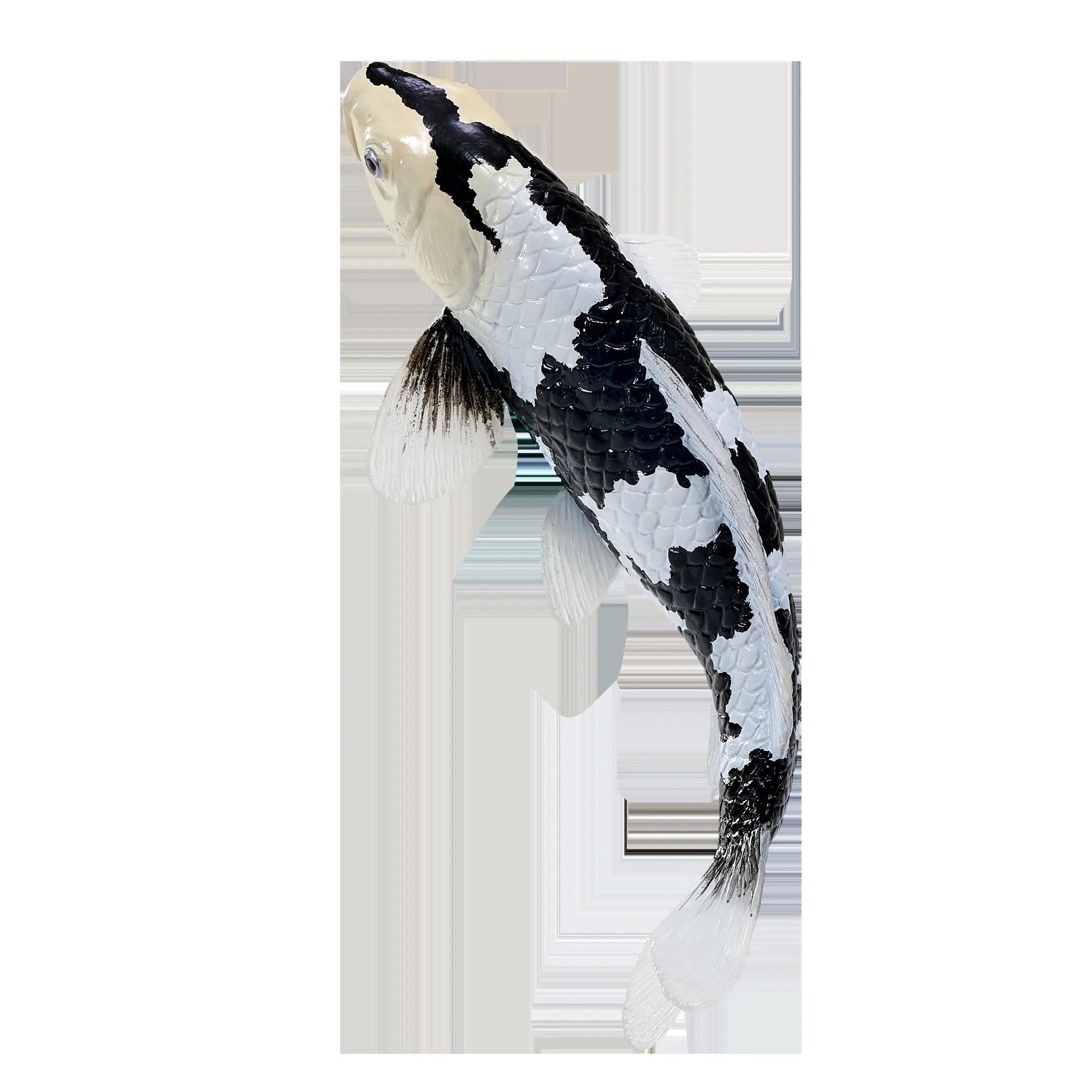 Koi karpe sort/hvid figur 12,6 cm – håndmalet plastikmodel til undervisning og samling – Mojo