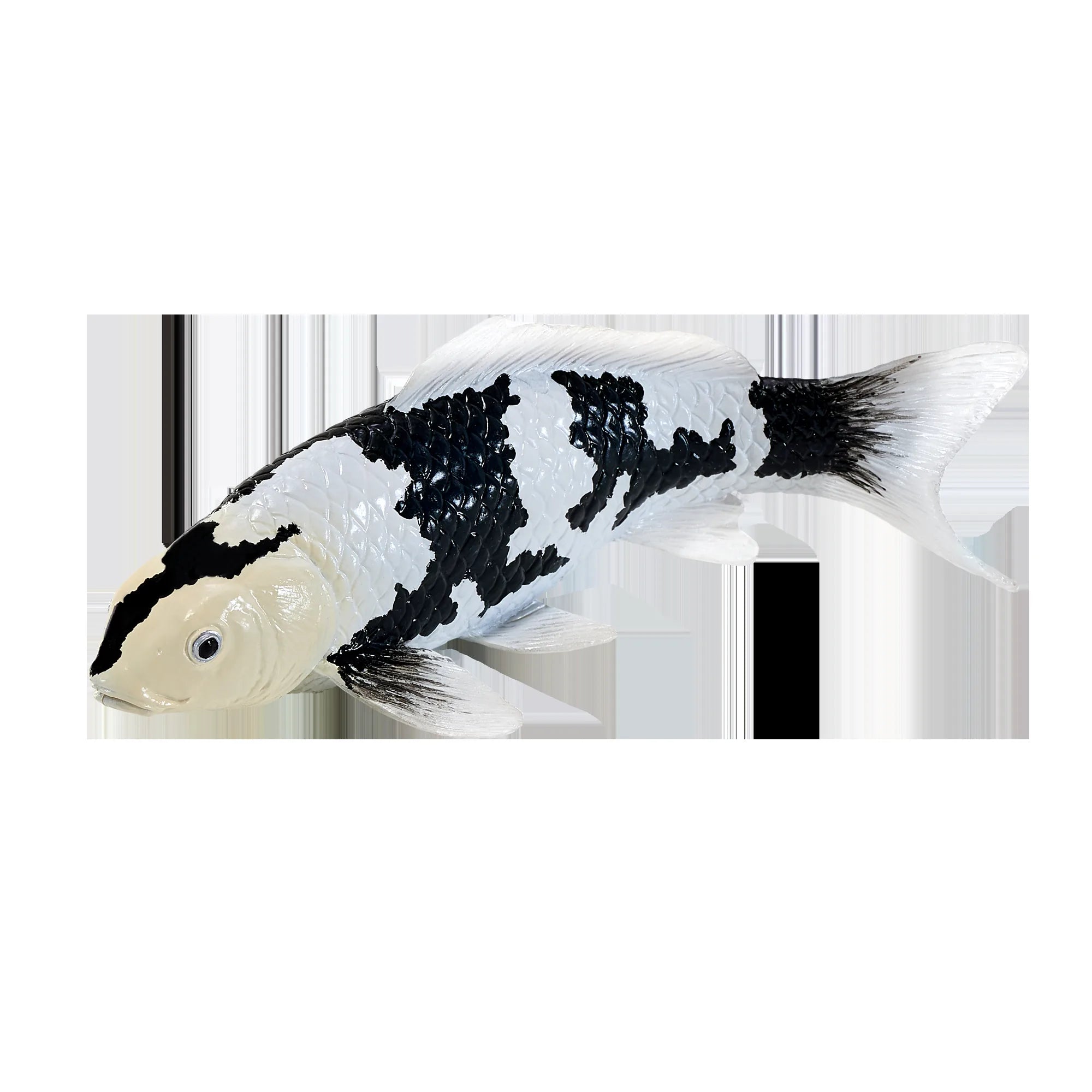 Koi karpe sort/hvid figur 12,6 cm – håndmalet plastikmodel til undervisning og samling – Mojo